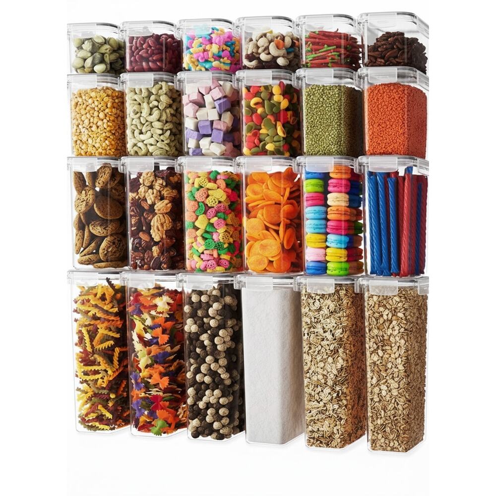 Five 2.8 Liter Airtight Food Storage BPA Free Plastic Containers